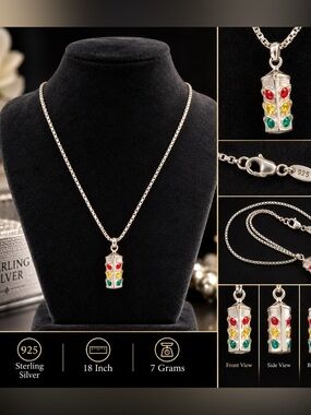 .925 sterling silver necklace and pendant